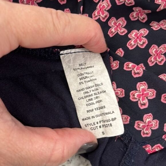 Papermoon Pink Navy Blue Sleeveless Blouse Stretchy Size Small EUC Career Office - Picture 6 of 8